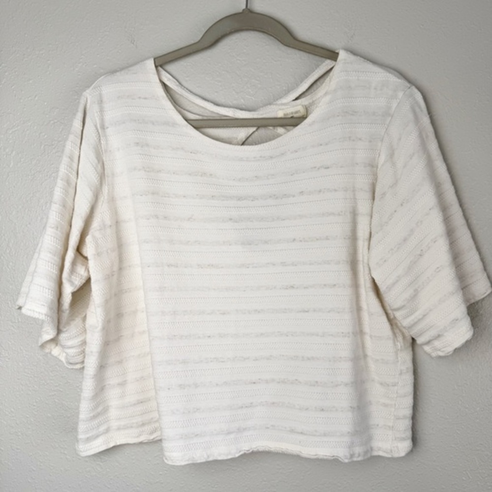 World Market ivory oversized cutout back crop top OS
